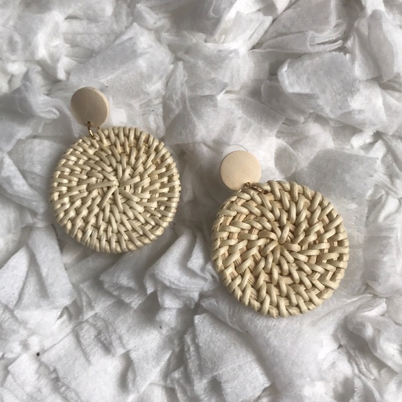Handmade Rattan Earrings - Picture 2 of 3